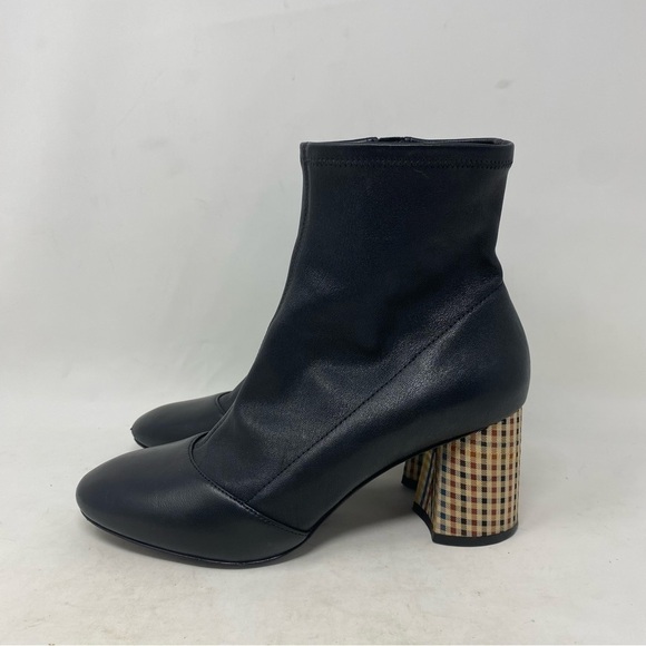 3.1 Phillip Lim Women’s Black Leather Plaid Heel Drum Stretch Ankle Boot 37.5